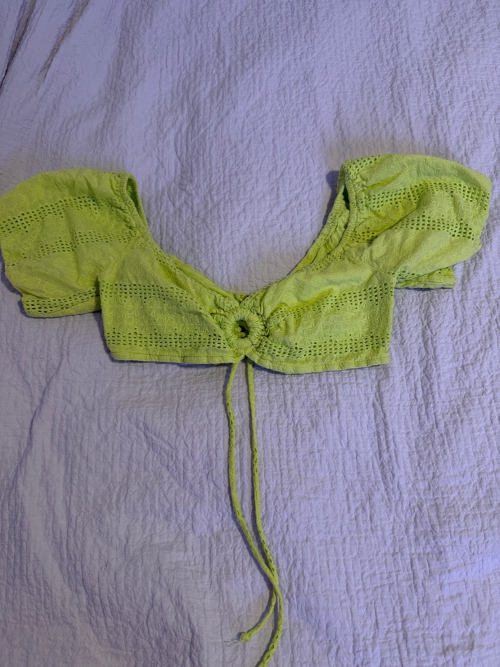 wild fable Lime Green Eyelet Tie-Front Crop Top
